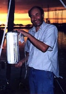 Dr. Willis in early 1995, showing off a boat fender partially cleaned by ISLAND GIRL®' Cleanser
